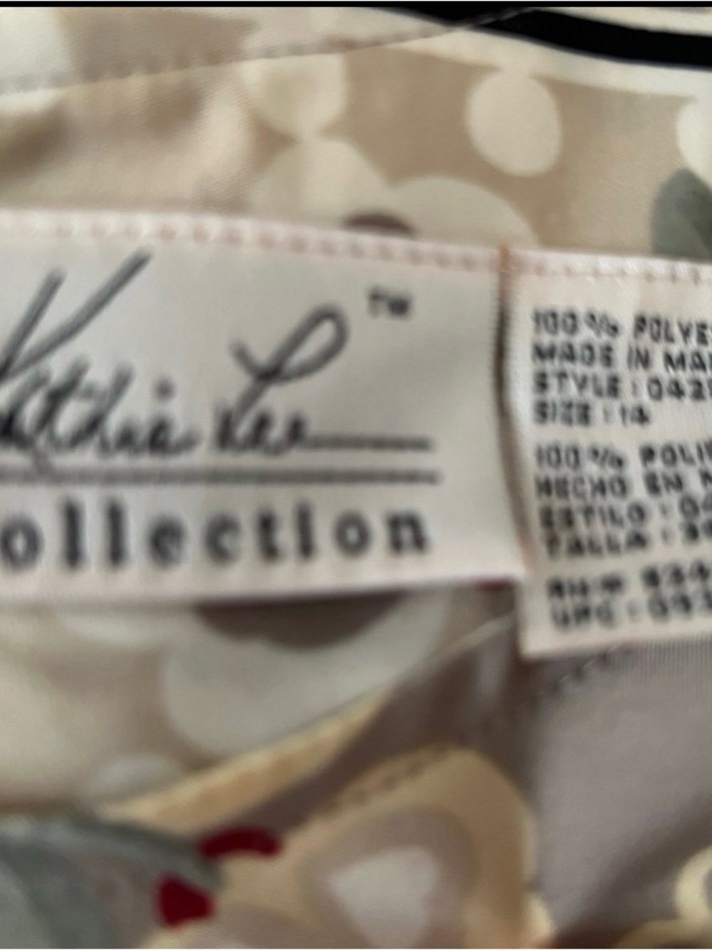 Kathie Lee Collection Beige Paisley with Taupe and Cream Accents Dress - Picture 4 of 5